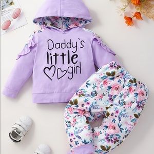 NWOTBaby Girls’ DADDY LITTLE GIRL Hoodie and Floral pantsSize:12-18MColor:Purple